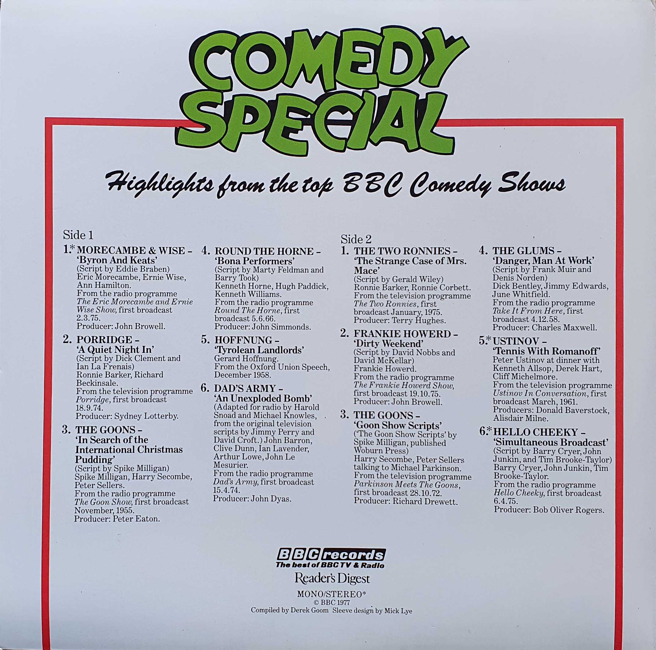 Picture of RD4-358-6 Comedy special - Highlights from the top BBC Comedy shows by artist Various from the BBC records and Tapes library
